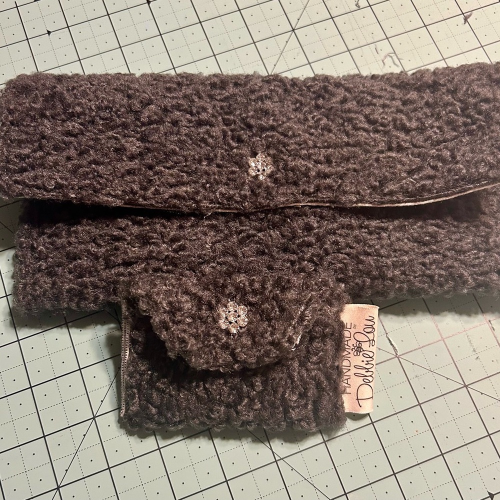 Textured Dark Gray Clutch and Matching Card Pouch